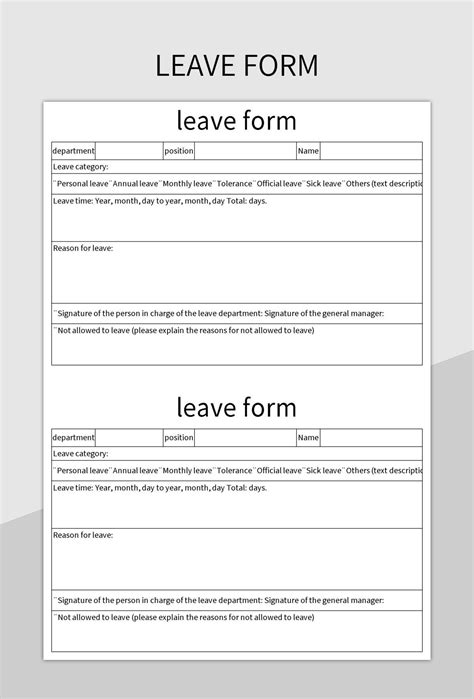 Free Leave Form Leave Form Leave Form Templates For Google Sheets And