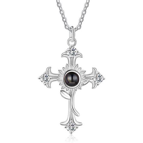 Collier Personnalisé Photo Collier Projection Photo Pendentif Croix