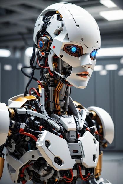 Cara De Robot Femenina Concepto De Inteligencia Artificial Inteligencia