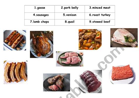 Meat Esl Worksheet By Danni