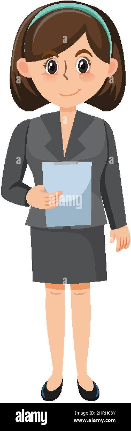 A secretary cartoon character on white background illustration Stock ...