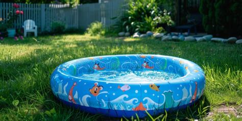 A Small Inflatable Pool in a Sunny Backyard, Perfect for Kids To Enjoy ...