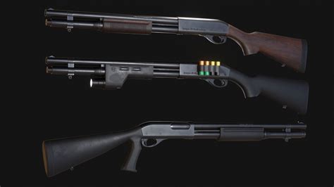 Artstation Remington 870 Police Magnum 12 Gauge Shotgun Pack Game Assets