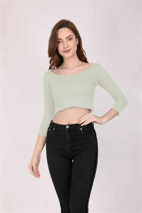 THE BLAZZE B1057 Womens SCOOP Neck3 4 Sleeve Crop Top JioMart