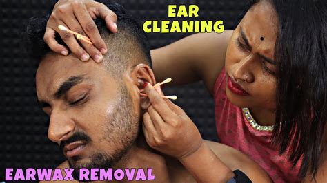 Ear Cleaning And Earwax Removal By Barber Girl Pakhi Head Massage