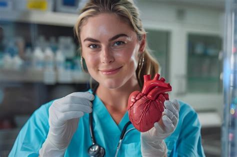 Nurse Showing Plastic Heart Premium Ai Generated Image