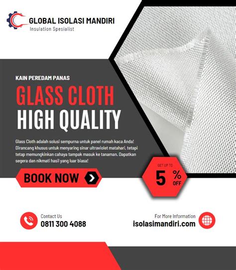 Kain Glass Cloth Tahan Api 1M Murah Jual Rockwool Peredam