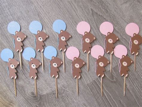 Teddy Bear Cupcake Toppers Teddy Bear Gender Reveal Teddy Etsy