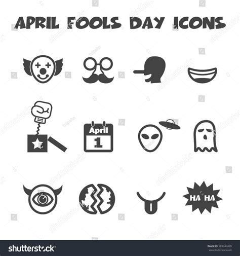 April Fools Day Icons Mono Vector Stock Vector Royalty Free 183749420