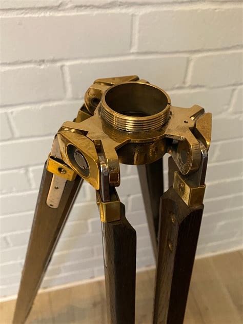 This Original Vintage Brass And Wood Tripod Is Ideal As A Etsy