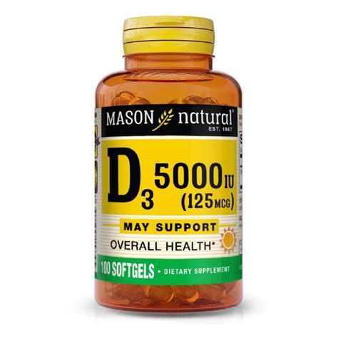 Mason Natural Vitamin D3 125 mcg 5 000 IU 100 softgels купити в