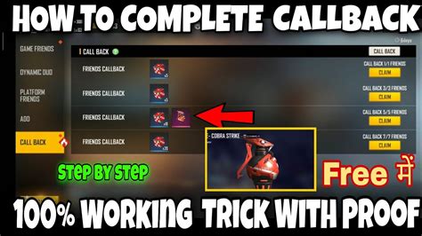 How To Complete Callback Event In Free Fire Complete Event In Just