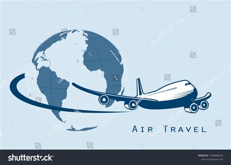 Airliner Flying Around Planet Symbol International Stock Illustration