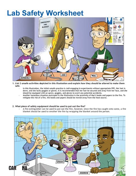 Recognizing Lab Safety Worksheet