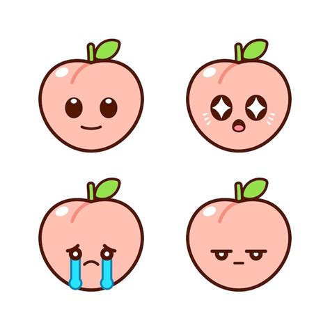 Premium Vector | Set of Cute Peach Stickers