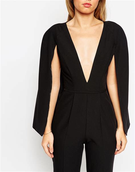 Lyst Asos Jumpsuit With Cape Detail In Black