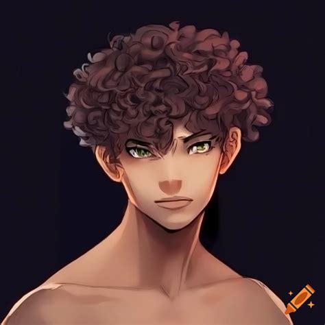 Japanese Anime Inspired Male Character With Dark Brown Skin And Curly Hair On Craiyon