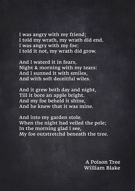 A Poison Tree By William Blake A Poison Tree Poem Wall Art Etsy UK