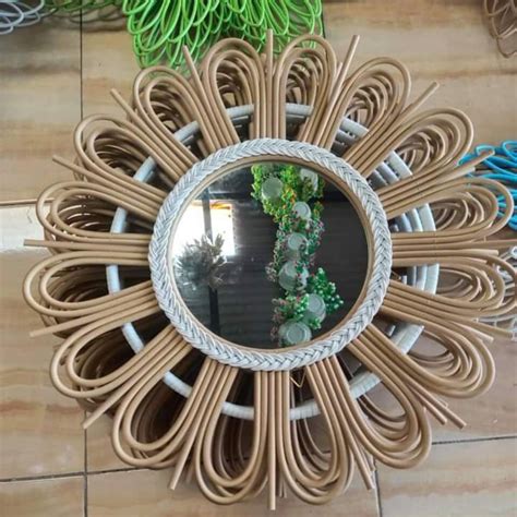 Jual Cermin Cantik Natural Cermin Rotan Aesthetic Mirror Cermin