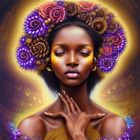 Dark Skinned Woman With Flowers · Creative Fabrica