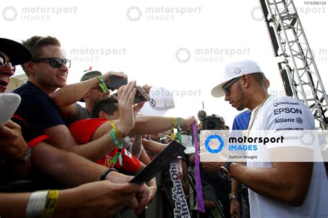 Lewis Hamilton Gbr Mercedes Amg F Signs Autographs For The Fans At