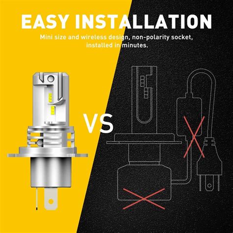 Auxito H4 9003 Led Headlight Bulb High Power 6500k Hi Low Beam 12000lm White Gus Ebay