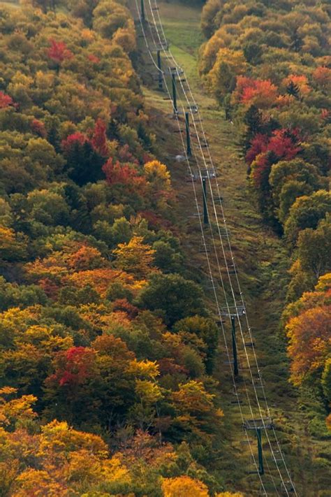 Climbing toward peak New England foliage at Sugarbush Resort in Vermont ...