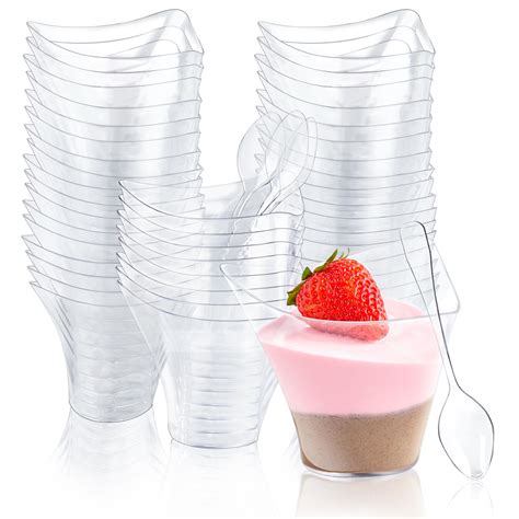 Qeirudu 4 Oz Triangular Mini Dessert Cups