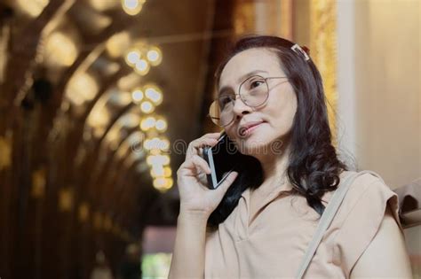 Happy Asian Woman Talking To Someone On The Phone Girl Calling With