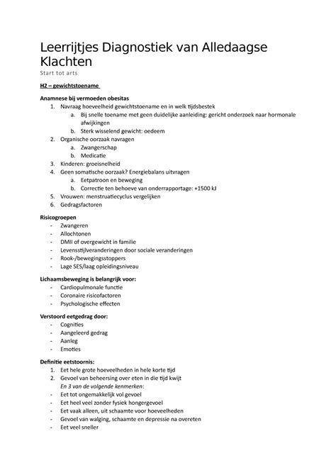 Diagnostiek Van Alledaagse Klachten H En H Leerrijtjes Diagnostiek