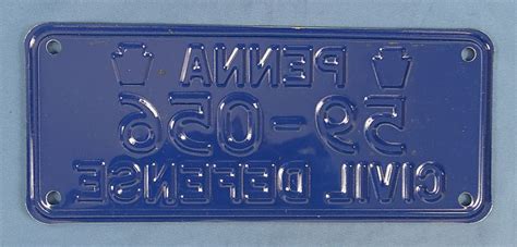 Pennsylvania Civil Defense License Plate Griffin Militaria