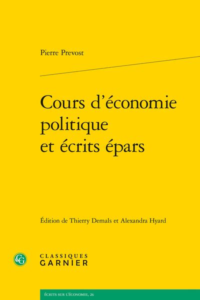 Cours d économie politique et écrits épars Table des matières