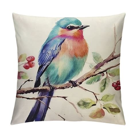 Onetech Watercolor Painting Birds Throw Pillow Covers Sparrow