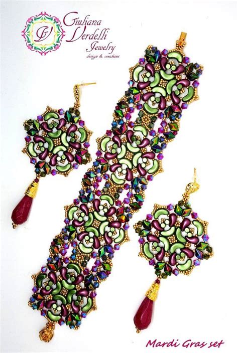 Mardi Gras Set TUTORIAL Bracelet And Earrings With Arcos Minos