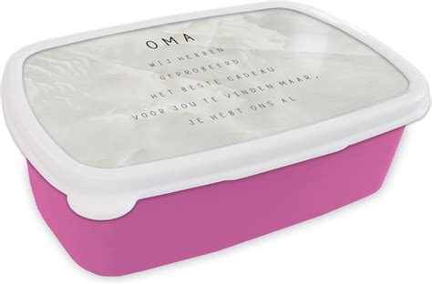 Broodtrommel Roze Lunchbox Brooddoos Oma Je Hebt Ons Al Quotes