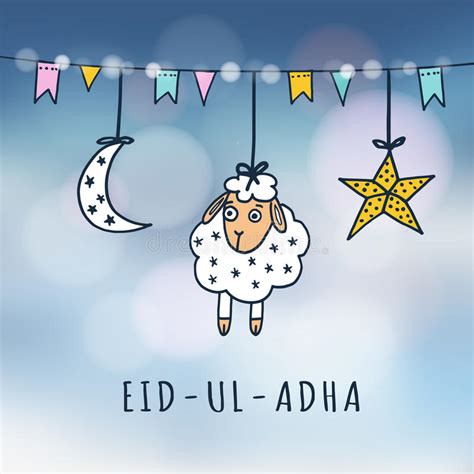 Tarjeta De Felicitaci N De La Eid Ul Adha Mubarak Con Las Ovejas La