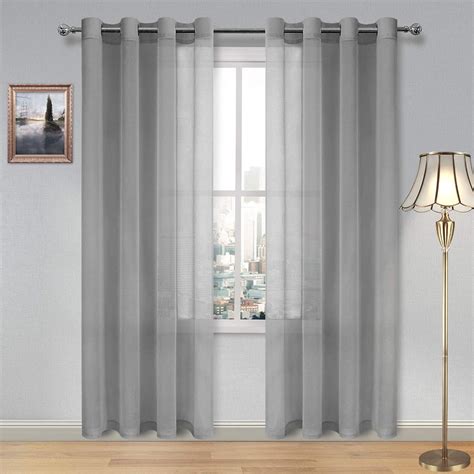 Amazon DWCN Sheer Curtains Grey Faux Linen Grommet Curtain For