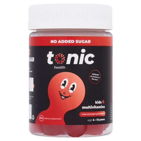 Tonic Kids Multivitamin Natural Strawberry Gummies 4 12 Years 30s