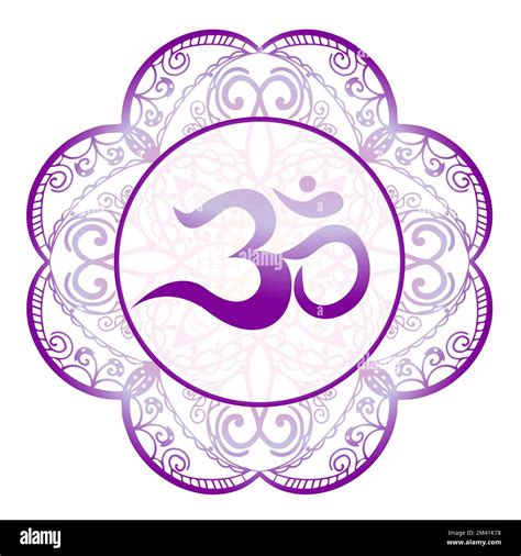 Om Aum Symbol Of Hinduism Sign In Mandala Isolated On White