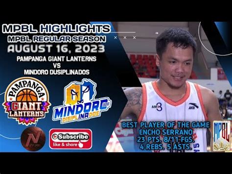 Mpbl Highlights Pampanga Giant Lanterns Vs Mindoro Disiplinados