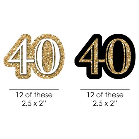 Big Dot Of Happiness Adult 40th Birthday Gold Diy Shaped Birthday Party Cut Outs 24 Ct 24