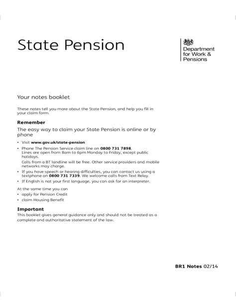 State Pension Application Form Free Download