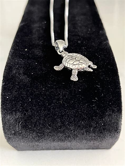 Sterling Silver Turtle Pendant Necklace Silver Pendant With Etsy