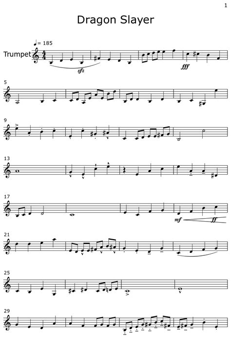 Dragon Slayer Sheet Music For Trumpet