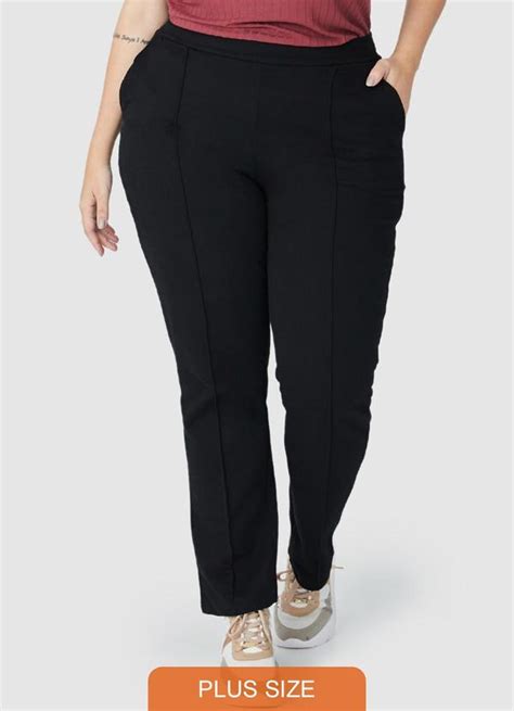 Calça Feminina Jogger em Moletom Plus Preto Malwee