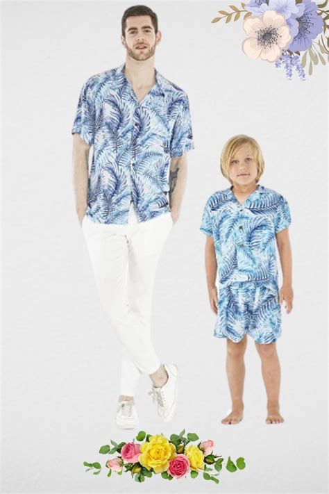 Matching Father Son Hawaiian Luau Outfit Men Shirt Boy Shirt Shorts