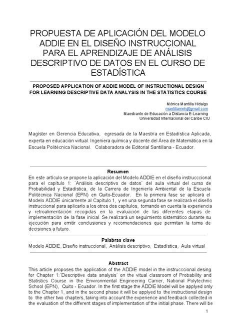 PDF APLICACIÓN DEL MODELO ADDIE EN EL DISEÑO INSTRUCCIONAL DEL AULA