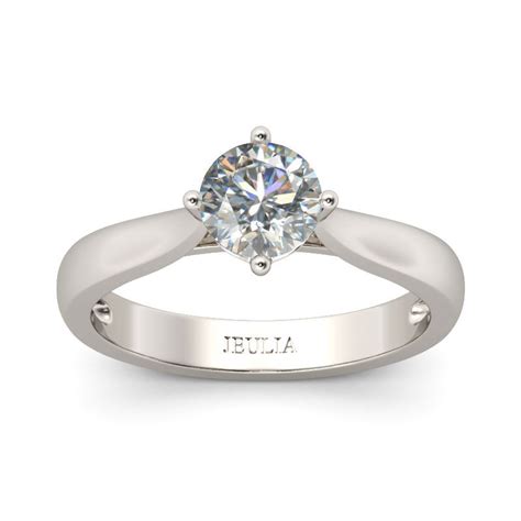 Jeulia Classic Solitaire Round Cut Sterling Silver Ring Jeulia Za