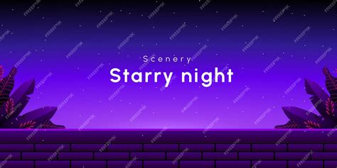 Premium Vector | Scenery purple sky with starry night illustration