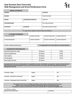 Fillable Online Shsu Mgc Npc And Nphc Risk Management Form Sam